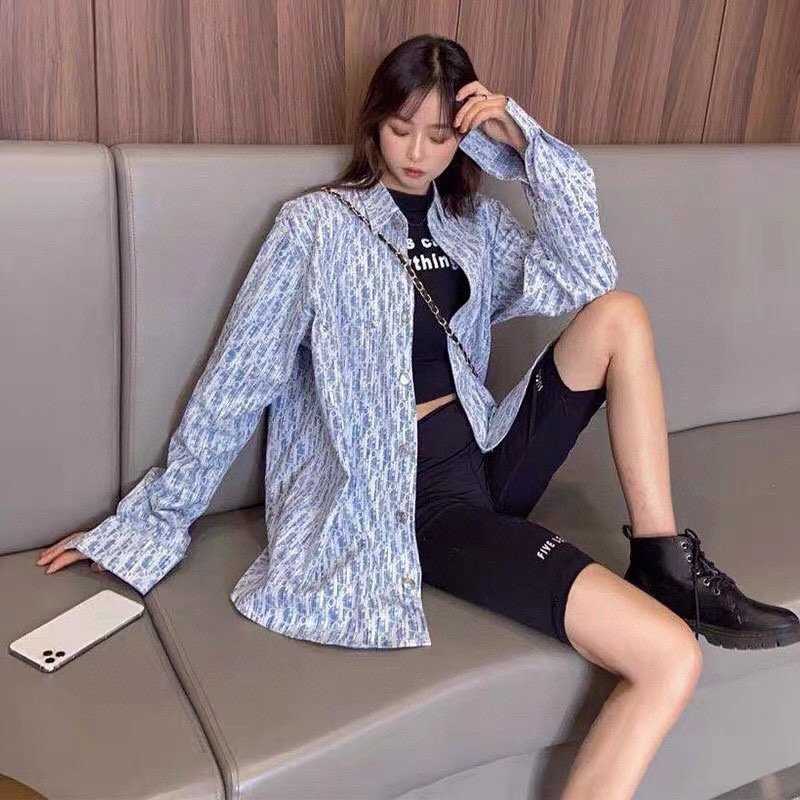 Dior Unisex Denim Long Sleeves Shirt