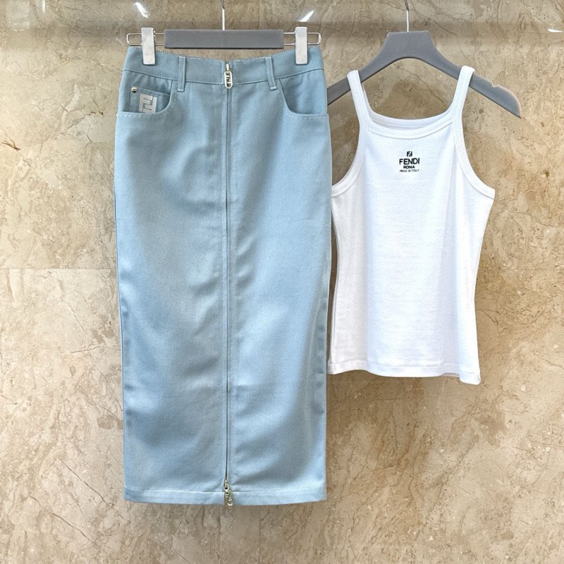 Fendi Denim Vest & Skirts