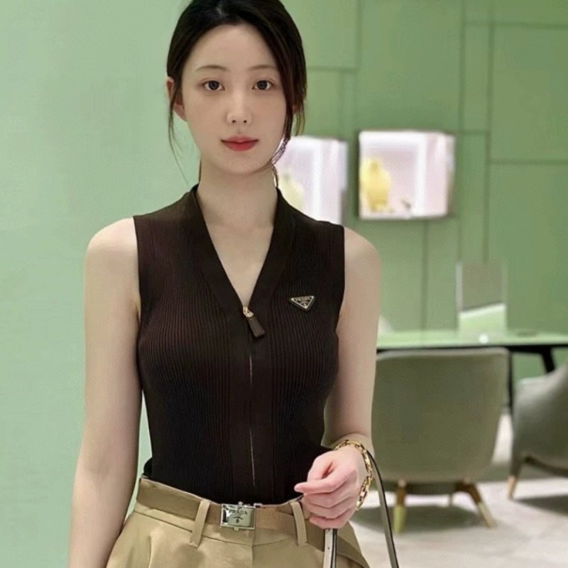 Prada V Collar Zipper Singlet