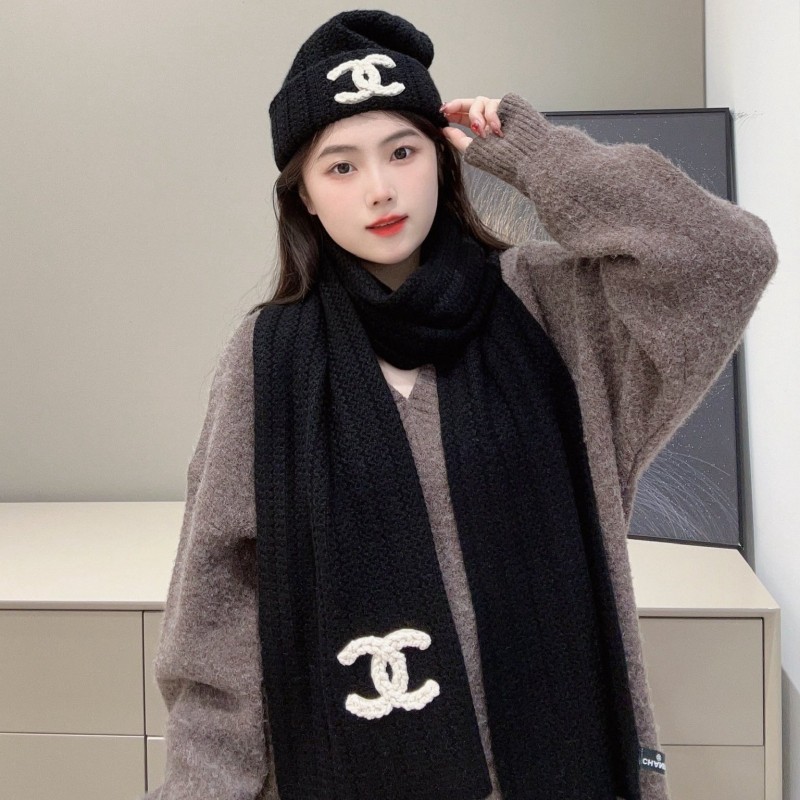 Chanel Long Scarf & Bennie Hat