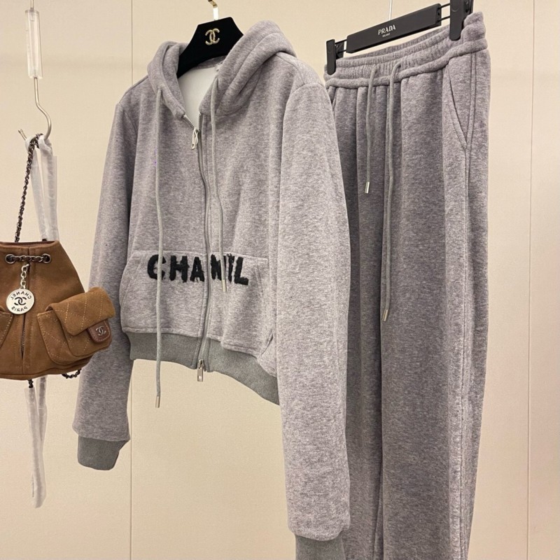 Chanel Zipper Sweater & Sweatpants Set
