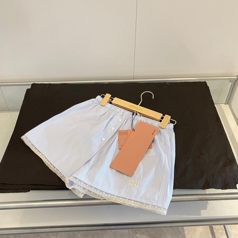 MiuMiu Skirt/Short Pants + Long Sleeves Shirt Set